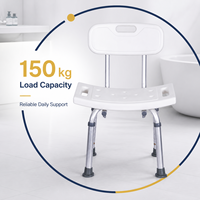 Chaise de douche réglable en alliage d'aluminium Simplywalk avec dossier et siège à drainage rapide pour la réadaptation et les soins à domicile des personnes âgées