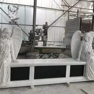 סיטונאי מותאם אישית אבן מלאך גרניט מצבה אנדרטה לבן מלאך מצבה מחיר
