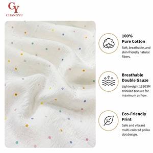 Tissu en <span class=keywords><strong>gaze</strong></span> <span class=keywords><strong>double</strong></span> tissée 100% coton, imprimé à <span class=keywords><strong>pois</strong></span> colorés, écologique, pour robes de femmes, vêtements pour bébés, filles et garçons - Product Image 2