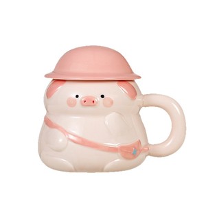 Cute Cartoon Piggy <b>Ceramic</b> <b>Mug</b> - Heat Resistant Couple Cups for Office Birthday Gift for Her - Product Image 5