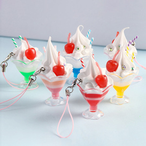 PVC simulated ice cup, shaved ice, snow-topped dessert, ice cream ornament, sundae, food prop, ice cream <b>keychain</b> - Product Image 1