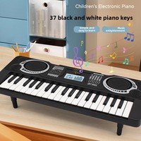 Orgue électronique 37 touches rouge pour filles, jouet multifonctionnel pour enfants débutants, petit piano en plastique ABS avec fonction batterie