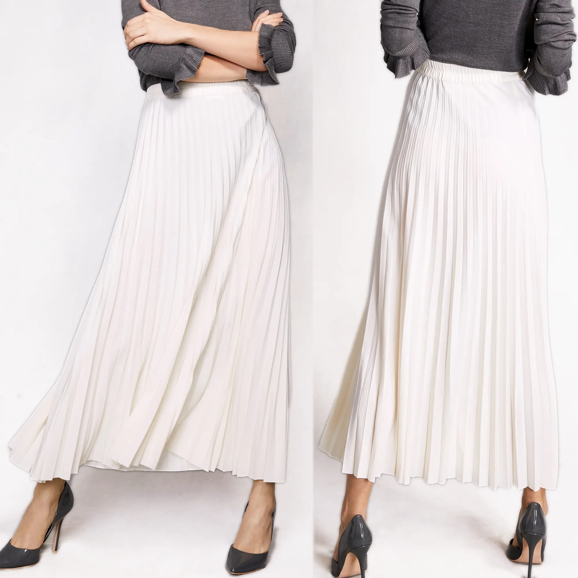 Wholesale Stylish Women Summer Clothing Custom High Quality Polyester Chiffon High Waist Formal Long Maxi Pleated Skirt