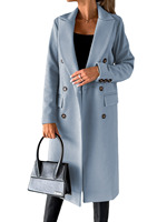 Manteau long matelassé pour femme, col à revers cranté, double boutonnage, élégant, en mélange de coton, coupe-vent, pour l'hiver