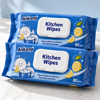 Lingettes humides pour cuisine, marque privée, parfum citron, dégraissantes, multi-usages, pour l'entretien quotidien des surfaces