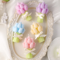 Lilin Mini Buket Tulip Lintas Negara DIY Buatan Tangan Hadiah Pernikahan Mewah Hari Valentine Lilin Campuran Kedelai