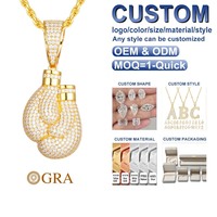 Collier pendentif gant de boxe hip-hop en argent S925 plaqué or, entièrement pavé de moissanite D VVS1, cadeau pour homme, bijoux