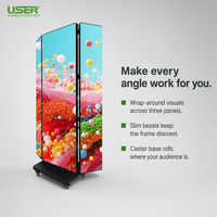 Écran d'affichage LED pliable GOB Tri-Fold P1.25 P1.53 P1.86 P2 P2.5, panneau d'affichage numérique pour centre commercial, salle d'exposition