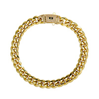 1BRA24110004 Bracelet en acier inoxydable unisexe européen américain à six faces polies style hip-hop à chaîne épaisse