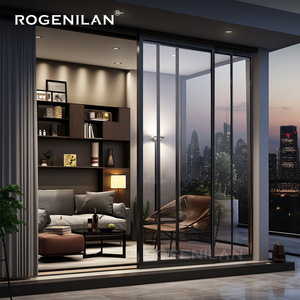 Moderne op maat gemaakte oversized 3-delige dubbelglas ultra-slanke sightline/frame aluminium schuifdeuren met Low-E glas - Product Image 1