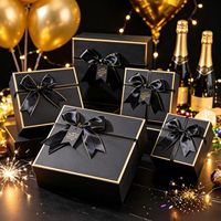 Boîte cadeau noire dorée de luxe avec ruban, emballage cadeau de luxe pour anniversaire, Saint-Valentin, mariage, cosmétiques, parfum