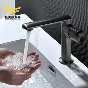 Robinet de lavabo tout en cuivre gris canon, unité unique S-1180-1185-Q, cartouche à disque céramique, mélangeur d'eau chaude/froide pour salle de bain - Product Image 3