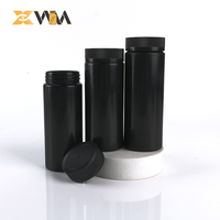 Bouteille ronde noire de qualité alimentaire, sérigraphiée, vide, en plastique, avec bouchon à vis, pour capsules de soins de santé, conteneur HDPE pour médicaments