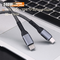 Cable USB Tipo C a Tipo C de 1 Metro con Logotipo Personalizado, PD3.1 240W 5A, Carga Rápida, Núcleo de Cobre Puro, Trenzado de Nailon, para Uso con Cámara