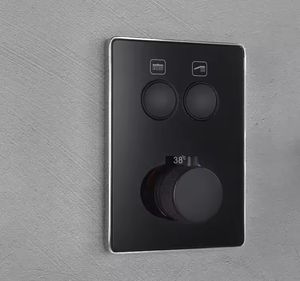 النحاس الصلب تصميم جديد <span class=keywords><strong>2</strong></span> طرق ، زر دفع الجدار الأسود ترموستاتي مخفي ، صمام خلاط دش تحويل - Product Image 4