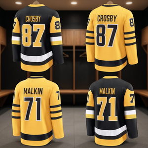 Camiseta de Hockey sobre Hielo de los Pittsburgh Penguins, Bordada, Transpirable, Antibacteriana, Talla Grande, al por Mayor # 87 Sidney Crosby # 71 Evgeni - Product Image 3