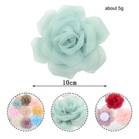 Kain Organza Chiffon 10cm dengan Inti Bunga Mawar Buatan dari Kain Kasa untuk Dekorasi Gaun Pengantin, Topi, DIY, Aplikasi Jahit untuk Renda Prancis