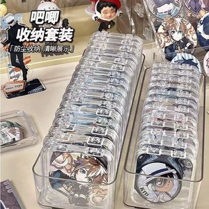 Transparent <b>Plastic</b> Storage <b>Box</b> With Compartments Rectangle Shape For Badge Display Desktop Organizer <b>Large</b> Capacity Standing - Product Image 4