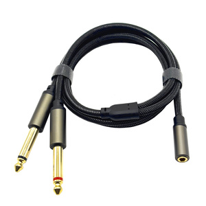 Cable divisor de Audio dual de 3,5 pulgadas de 1/4mm chapado en oro 1/8 \ "TRS hembra 6,35mm TS Mono macho enchufe trenzado estéreo <span class=keywords><strong>Video</strong></span> Audio Cables - Product Image 5