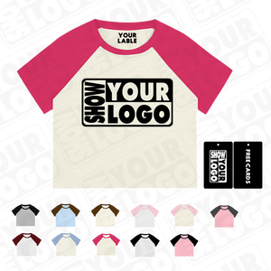 CB117-QLRL Ropa Urbana Personalizada con Estampado Gráfico para <span class=keywords><strong>Mujer</strong></span>, Top Corto de Color Sólido con Mangas Raglán - Product Image 1