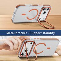CHAOYIDIAN Coque de téléphone magnétique en métal effet peau avec support d'objectif pour iPhone 17 Air 16 15 14 Plus 13 12 11 Pro Max, protection antichoc