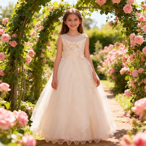 Robe de princesse longue en tulle pour filles, tenue de spectacle pour spectacle de scène pour enfants, 708 vert - Product Image 3
