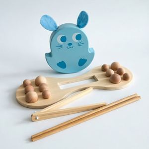 Nouveau design spécial : Jouet d'activités créatif et amusant en forme de lapin, avec perles en bois naturel et jeu de blocs d'équilibre - Product Image 3