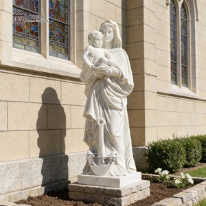 Statue de la Vierge <span class=keywords><strong>Marie</strong></span> avec l'Enfant en marbre grandeur nature TREVI, sculpture religieuse pour l'extérieur, église, jardin - Product Image 3