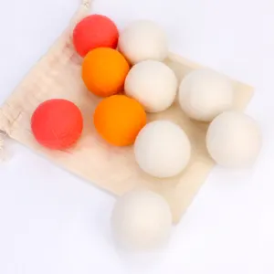 Bola Pengering Wol 100% Bola Pengering Cucian Pelembut Kain Reusable Bola Pengering Buatan Tangan Alami Wol Selandia Baru dengan Tas Katun