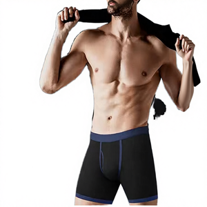 Calzoncillos bóxer deportivos transpirables de cintura media para hombre, talla grande europea, personalizados de fábrica, de punto, de elastano/algodón - Product Image 4