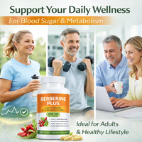 Capsules de Berbérine Plus 1200mg, Extrait Herbal, Soutient le Métabolisme du Sucre Sanguin, Santé Digestive, Fabricant OEM ODM
