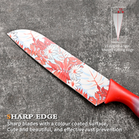 Ensemble de couteaux de cuisine au design nouveau, revêtement antiadhésif, acier 3Cr13, couteau de chef, couteau Santoku, manche en PP avec étui