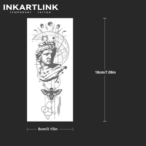 INKARTLINK Pegatina de Tatuaje Estatua de <span class=keywords><strong>Apolo</strong></span> Fase Lunar Astrología Geometría Insecto Escarabajo Estética Herbal 15 Días a Granel - Product Image 4