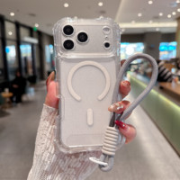 BEAUTYLINE Coque de protection transparente à paillettes avec objectif magnétique 3-en-1 à petits trous pour iPhone 17 Pro Max – Nouveauté 2025