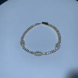 Gelang Rantai Tennis Berliontin Mata Turki Pembawa Keberuntungan, Perhiasan Wanita Fashion Berlapis Emas dengan CZ 5A - Product Image 3