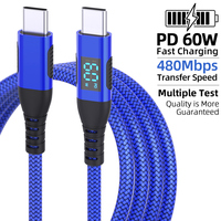 Cable USB C a USB C de 3 pies, 6 pies, 10 pies con Pantalla LED Digital HD, 100W, E-mark, 5A, Carga Rápida, Cable de Datos para Laptop Macbook