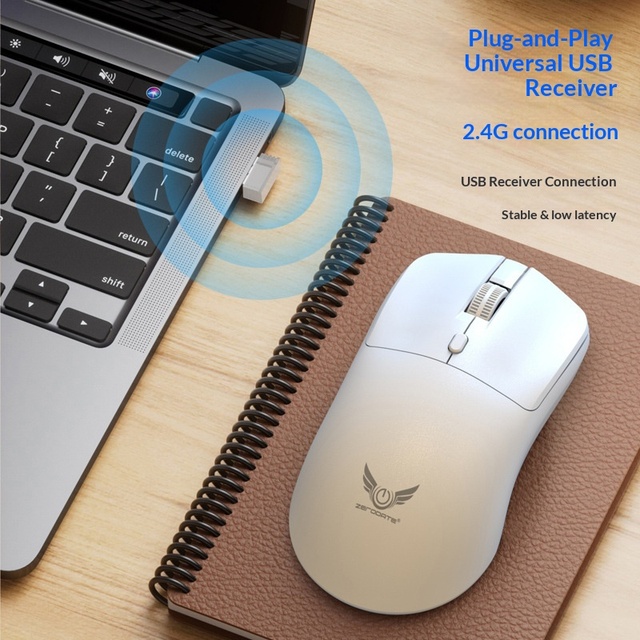 Wireless 2.4G T2 Ergonomic Mouse Adjustable DPI Lightweight Battery-powered Cheap White Wireless Mouse