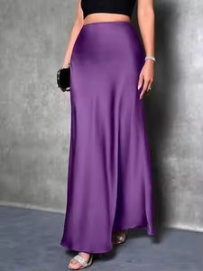 Gonna lunga elegante da donna in raso avvolgente <span class=keywords><strong>a</strong></span> <span class=keywords><strong>vita</strong></span> <span class=keywords><strong>alta</strong></span>, modello coreano, estiva, aderente, nera, slim fit - Product Image 5