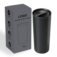 Gobelet isotherme personnalisable en acier inoxydable de 16 oz avec couvercle, bouteille sous vide pour le camping, 12-24 heures