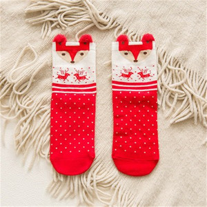 <span class=keywords><strong>Chaussettes</strong></span> en coton pour femmes Cartoon Red Dog Elk Bear Fox Christmas Socks for Spring Autumn Winter Offre Spéciale Christmas Gift R1574 - Product Image 3