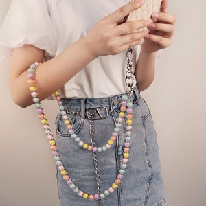 Fashion Mobile Phone Lanyard Long Hanging Chain Pearl Lanyard Mobile Phone Case Clip Universal Hand Bead Hanging Neck Buckle
