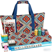 Juego de Mahjong Americano de Lujo para Principiantes, 166 Fichas, Bolsa de Lona con Cierre, Kit de Viaje Portátil de 3 Piezas para 4 Jugadores