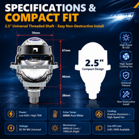 Projecteur LED HD004 2,5 pouces à double faisceau, phare Plug and Play, faisceau super focalisé plus lumineux, amélioration de l'éclairage automobile sans perte de puissance