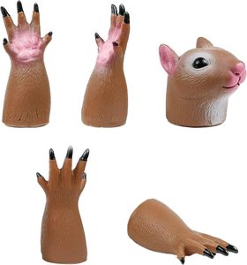 Juego de 5 Marionetas de Mano de Gato al por Mayor, Cabeza y Extremidades de Vinilo, Marioneta de Dedo de Animal (Esquilo) para Niños - Product Image 2