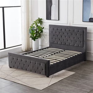 Base de <span class=keywords><strong>Cama</strong></span> Individual Moderna de Tela Gris con Base de Madera y Botones, Estilo Suave, <span class=keywords><strong>Buena</strong></span> <span class=keywords><strong>Calidad</strong></span> - Product Image 6
