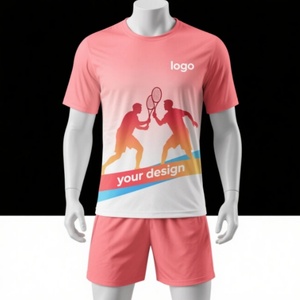 100% <b>Polyester</b> Dryfit Sportswear Short Sleeve Quick Dry Performance Shorts T Shirt Short Sleeve Uniform Quick Dry Sports Set - Product Image 4