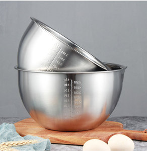 Bol Mélangeur de Boulangerie en Gros avec Bec Verseur en Acier Inoxydable, Récipient Alimentaire de Cuisine pour Pâtisserie, Ensemble de Bols à Salade - Product Image 6