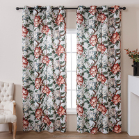 Rideaux de fenêtre occultants à isolation thermique en polyester de feuille de fleur d'impression botanique florale obscurcissant chaque 52 pouces par 84 pouces