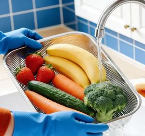 Scolapasta Quadrato <span class=keywords><strong>Grande</strong></span> in Acciaio Inossidabile, Colino Multifunzionale da Cucina per Frutta e Verdura - Product Image 3