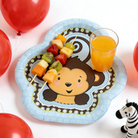Assiettes en papier jetables Lanweier 2026, motif singe mignon de 10 pouces, personnalisables pour fêtes sur le thème des animaux